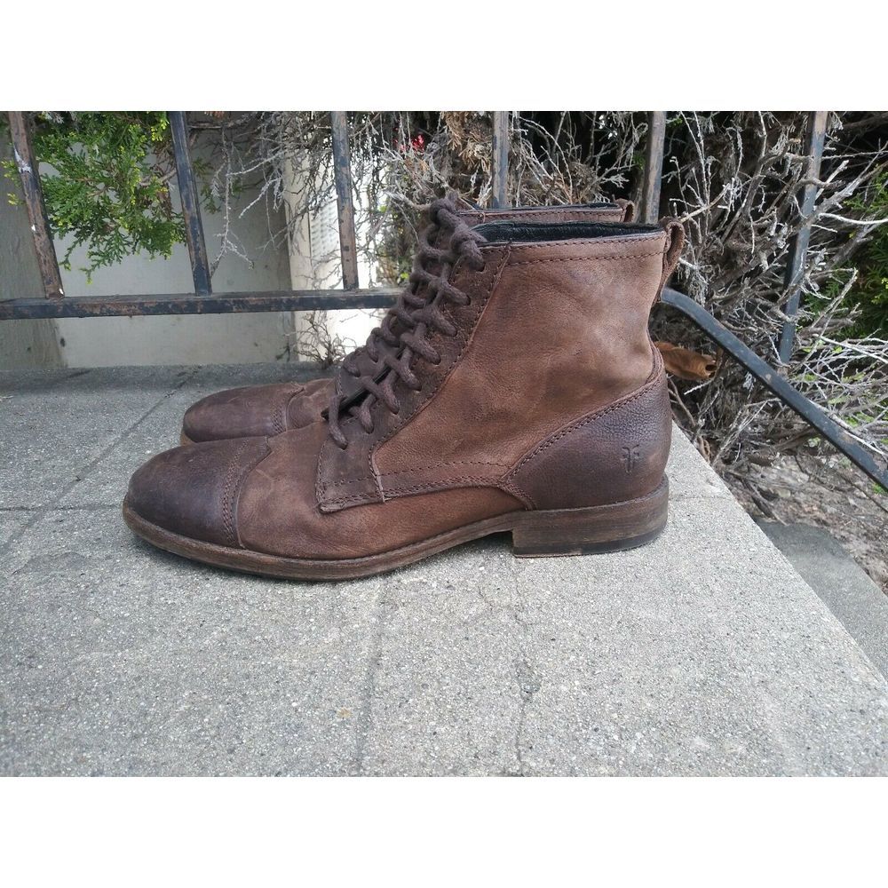 FRYE Everett Lace Distressed Leather Boots Men 12 - Picture 3 of 7